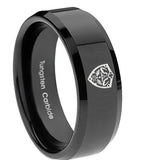 10mm-Zelda-Hylian-Shield-Beveled-Edges-Black-Tungsten-Carbide-Bands-Ring