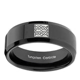 10mm-Celtic-Design-Beveled-Edges-Black-Tungsten-Carbide-Personalized-Ring