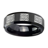 10mm-Multiple-Celtic-Beveled-Edges-Black-Tungsten-Carbide-Mens-Anniversary-Ring
