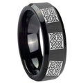 10mm Multiple Celtic Beveled Edges Black Tungsten Carbide Mens Anniversary Ring