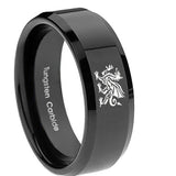 8mm-Dragon-Beveled-Edges-Black-Tungsten-Carbide-Men's-Wedding-Ring