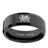 10mm-Dragon-Beveled-Edges-Black-Tungsten-Carbide-Wedding-Band-Ring