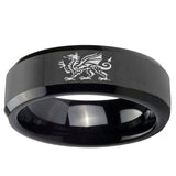 10mm Dragon Beveled Edge Black Tungsten Ring