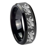 8mm-Multiple-Dragon-Beveled-Edges-Black-Tungsten-Carbide-Engraved-Ring