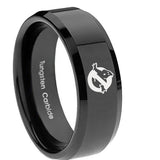 10mm-Ghostbusters-Beveled-Edges-Black-Tungsten-Carbide-Men's-Bands-Ring