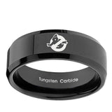 10mm-Ghostbusters-Beveled-Edges-Black-Tungsten-Carbide-Men's-Bands-Ring