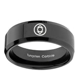 5, 8mm Indigo Lanterns Beveled Edge Polish Black Wedding Tungsten Bands