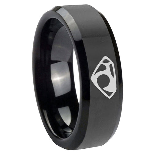 10mm House of Van Beveled Edges Black Tungsten Carbide Mens Engagement Band
