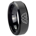 10mm Waylon Jennings Beveled Edges Black Tungsten Carbide Mens Engagement Ring