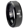 10mm Spider Beveled Edges Black Tungsten Carbide Wedding Engagement Ring