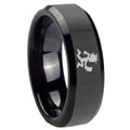 10mm Hatchet Man Beveled Edges Black Tungsten Carbide Rings for Men