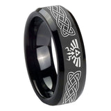 10mm-Celtic-Zelda-Beveled-Edges-Black-Tungsten-Carbide-Wedding-Bands-Ring