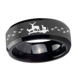 10mm-Deer-Hunting-Beveled-Edges-Black-Tungsten-Carbide-Men's-Wedding-Band