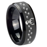 10mm-Deer-Antler-Beveled-Edges-Black-Tungsten-Carbide-Men's-Wedding-Band