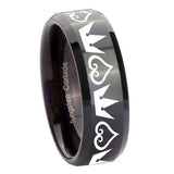 10mm-Hearts-and-Crowns-Beveled-Edges-Black-Tungsten-Carbide-Custom-Mens-Ring