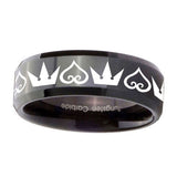 10mm-Hearts-and-Crowns-Beveled-Edges-Black-Tungsten-Carbide-Custom-Mens-Ring