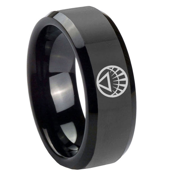 8mm White Lantern Beveled Edge Polish Black Unique Wedding Bands For Men