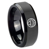 8mm White Lantern Beveled Edge Polish Black Unique Wedding Bands For Men