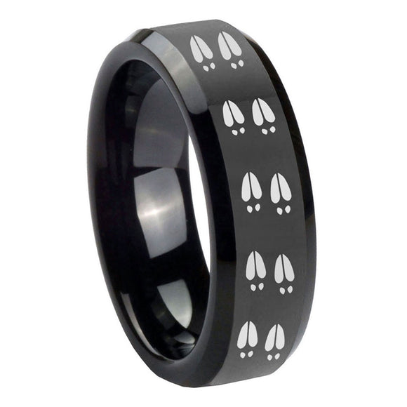 8mm-Deer-Tracks-Beveled-Edges-Black-Tungsten-Carbide-Wedding-Bands-Ring
