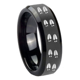 10mm-Deer-Tracks-Beveled-Edges-Black-Tungsten-Carbide-Engraved-Ring