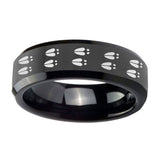 10mm-Deer-Tracks-Beveled-Edges-Black-Tungsten-Carbide-Engraved-Ring