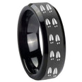 10mm Deer Tracks Beveled Edges Black Tungsten Carbide Engraved Ring