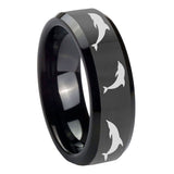 10mm-Dolphins-Beveled-Edges-Black-Tungsten-Carbide-Mens-Bands-Ring