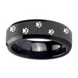 10mm-Paw-Print-Beveled-Edges-Black-Tungsten-Carbide-Men's-Bands-Ring