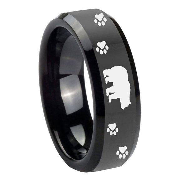 10mm-Bear-and-Paw-Beveled-Edges-Black-Tungsten-Carbide-Mens-Engagement-Band