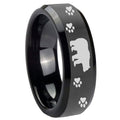 10mm Bear and Paw Beveled Edges Black Tungsten Carbide Mens Engagement Band