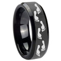 10mm Foot Print Beveled Edges Black Tungsten Carbide Men's Engagement Band