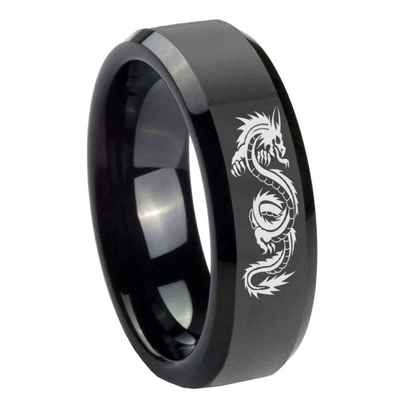 10mm-Dragon-Beveled-Edges-Black-Tungsten-Carbide-Men's-Promise-Rings