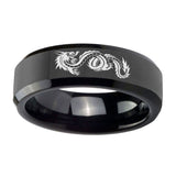 10mm-Dragon-Beveled-Edges-Black-Tungsten-Carbide-Men's-Promise-Rings