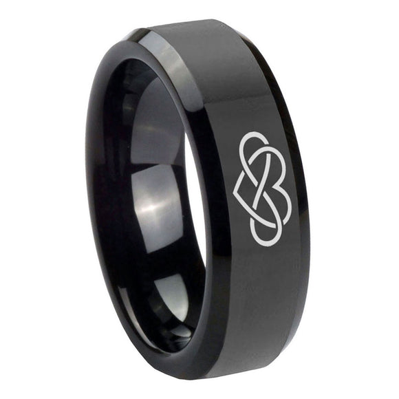 8mm-Infinity-Love-Beveled-Edges-Black-Tungsten-Carbide-Mens-Bands-Ring