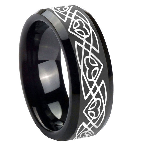 10mm-Celtic-Braided-Beveled-Edges-Black-Tungsten-Carbide-Men's-Wedding-Band