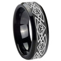 8mm Celtic Braided Beveled Edges Black Tungsten Ring
