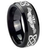 8mm-Irish-Claddagh-Beveled-Edges-Black-Tungsten-Carbide-Mens-Engagement-Ring