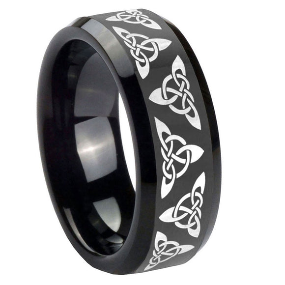 10mm-Celtic-Knot-Beveled-Edges-Black-Tungsten-Carbide-Men's-Wedding-Band