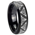 10mm Celtic Knot Beveled Edges Black Tungsten Carbide Men's Wedding Band