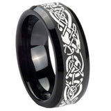 8mm-Celtic-Knot-Dragon-Beveled-Edges-Black-Tungsten-Carbide-Bands-Ring