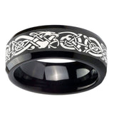 8mm-Celtic-Knot-Dragon-Beveled-Edges-Black-Tungsten-Carbide-Bands-Ring