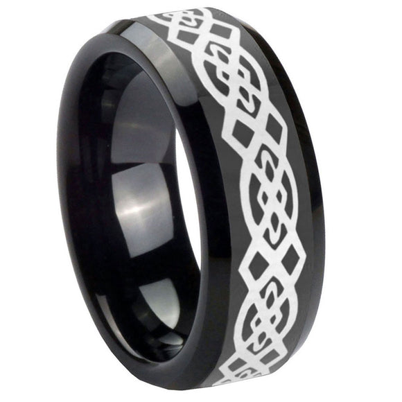 8mm-Celtic-Knot-Beveled-Edges-Black-Tungsten-Carbide-Custom-Ring-for-Men