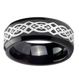 10mm-Celtic-Knot-Beveled-Edges-Black-Tungsten-Carbide-Men's-Wedding-Ring