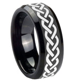 10mm-Laser-Celtic-Knot-Beveled-Edges-Black-Tungsten-Carbide-Men's-Wedding-Band