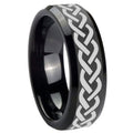 10mm Laser Celtic Knot Beveled Edges Black Tungsten Carbide Men's Wedding Band