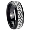 10mm Celtic Knot Love Beveled Edges Black Tungsten Carbide Men's Wedding Band