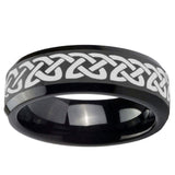10mm Celtic Knot Love Beveled Edge Black Tungsten Ring