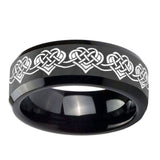 10mm-Celtic-Knot-Heart-Beveled-Edges-Black-Tungsten-Carbide-Men's-Wedding-Band