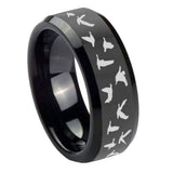 10mm-Flying-Geese-Hunting-Beveled-Edges-Black-Tungsten-Carbide-Men's-Wedding-Band