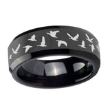 10mm-Flying-Geese-Hunting-Beveled-Edges-Black-Tungsten-Carbide-Men's-Wedding-Band